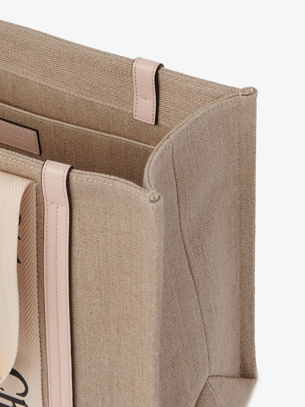 Chloe' Woody Linen Shoulder Bag With Leather Inserts