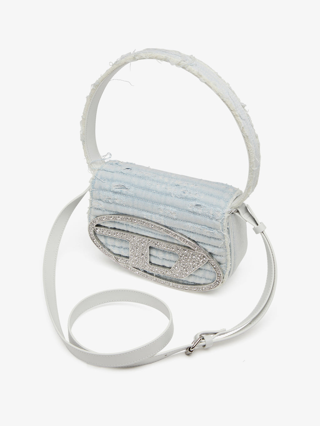Diesel 1Dr Denim Shoulder Bag With Rhinestone D Logo