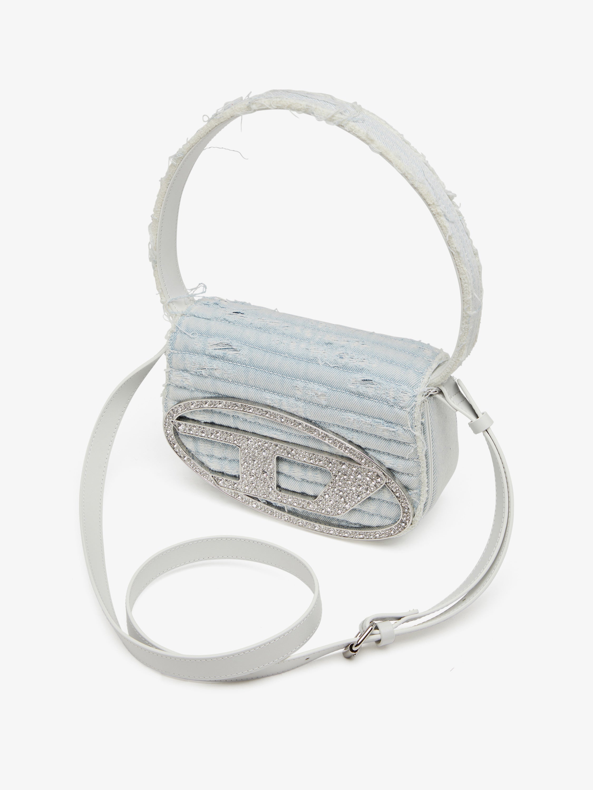 Diesel 1Dr Denim Shoulder Bag With Rhinestone D Logo