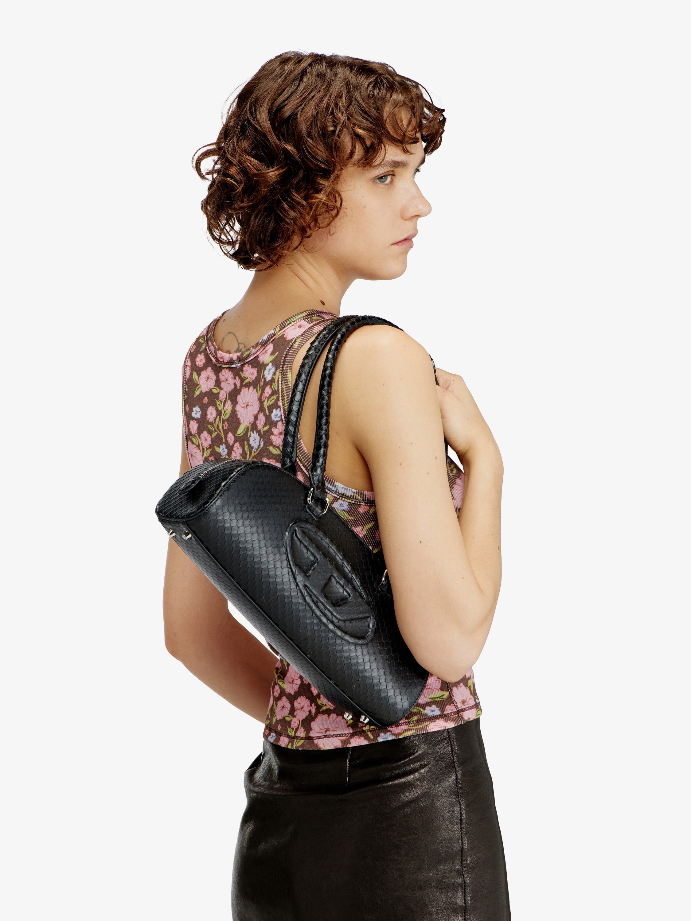 Diesel 1Dr Python Effect Leather Shoulder Bag