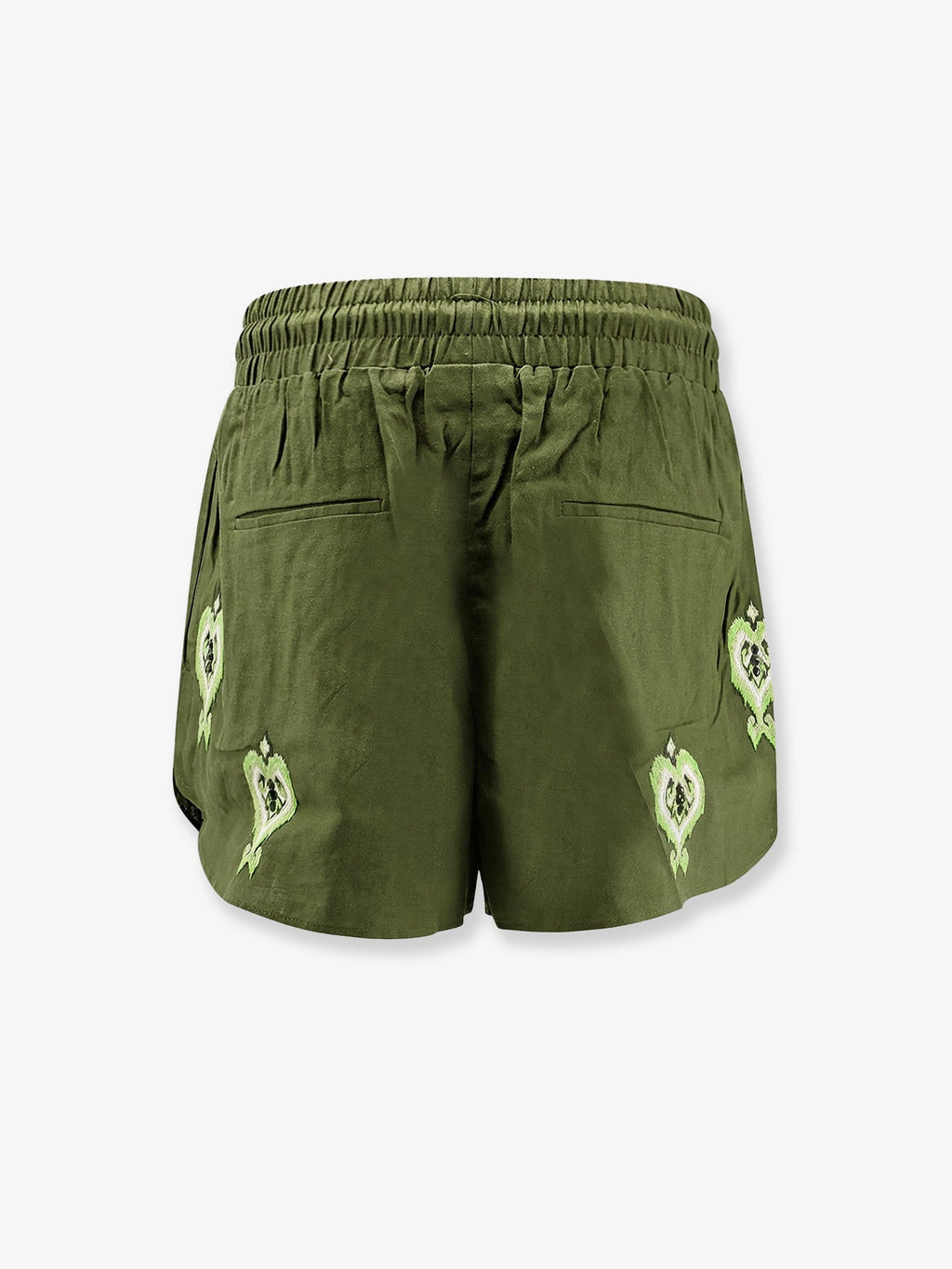 Farm Rio Green Heart Tapestry Embroidered Lenzingâ„¢ Ecoveroâ„¢ Euroflaxâ„¢ Shorts
