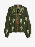 Farm Rio Embroidered Puff Sleeve Lenzingâ„¢ Ecoveroâ„¢ Euroflaxâ„¢ Shirt
