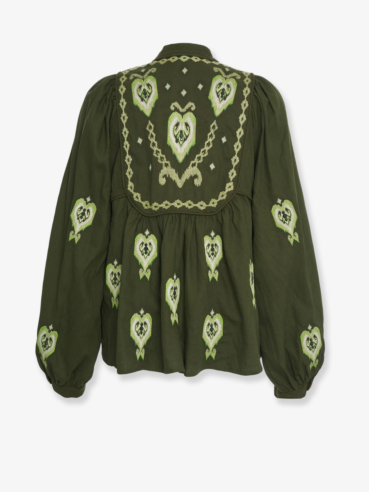 Farm Rio Embroidered Puff Sleeve Lenzingâ„¢ Ecoveroâ„¢ Euroflaxâ„¢ Shirt
