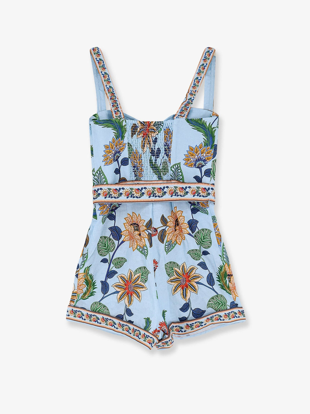 Farm Rio Linen Jumpsuit With Flower Dehli Print