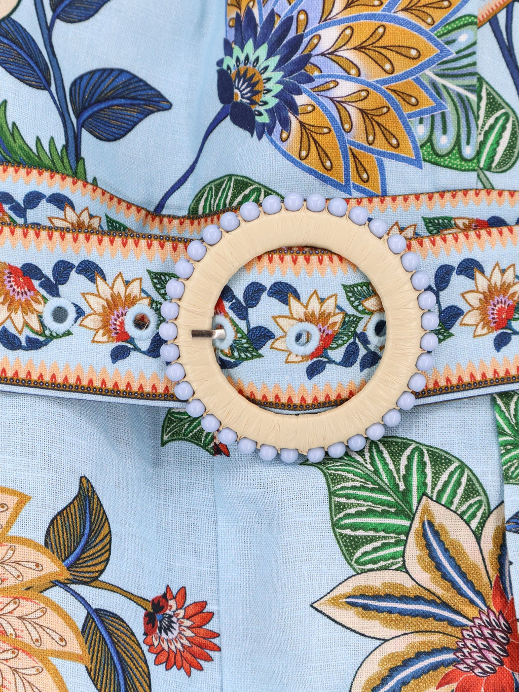 Farm Rio Linen Jumpsuit With Flower Dehli Print