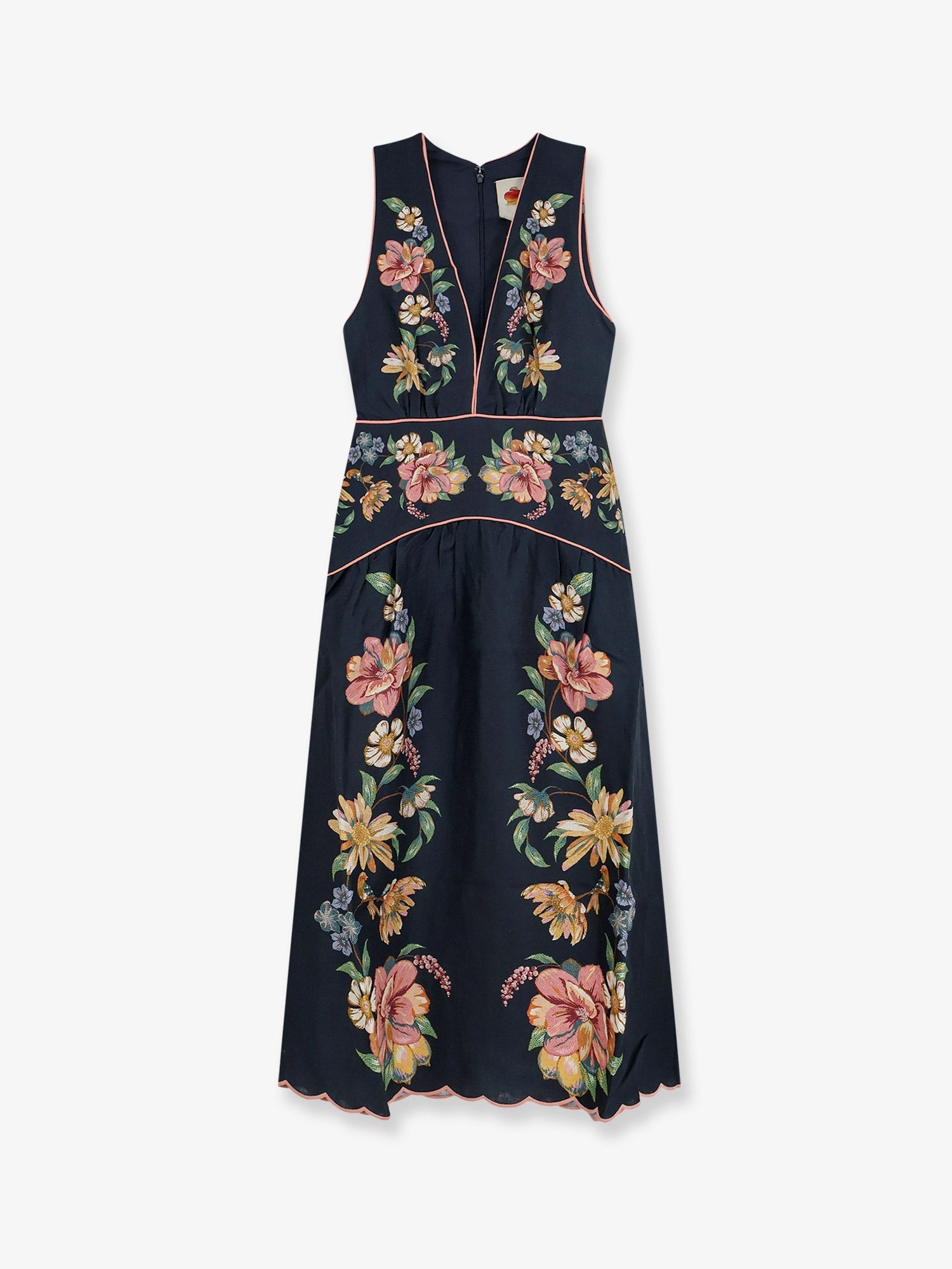 Farm Rio Maira Long Linen Dress With Floral Print