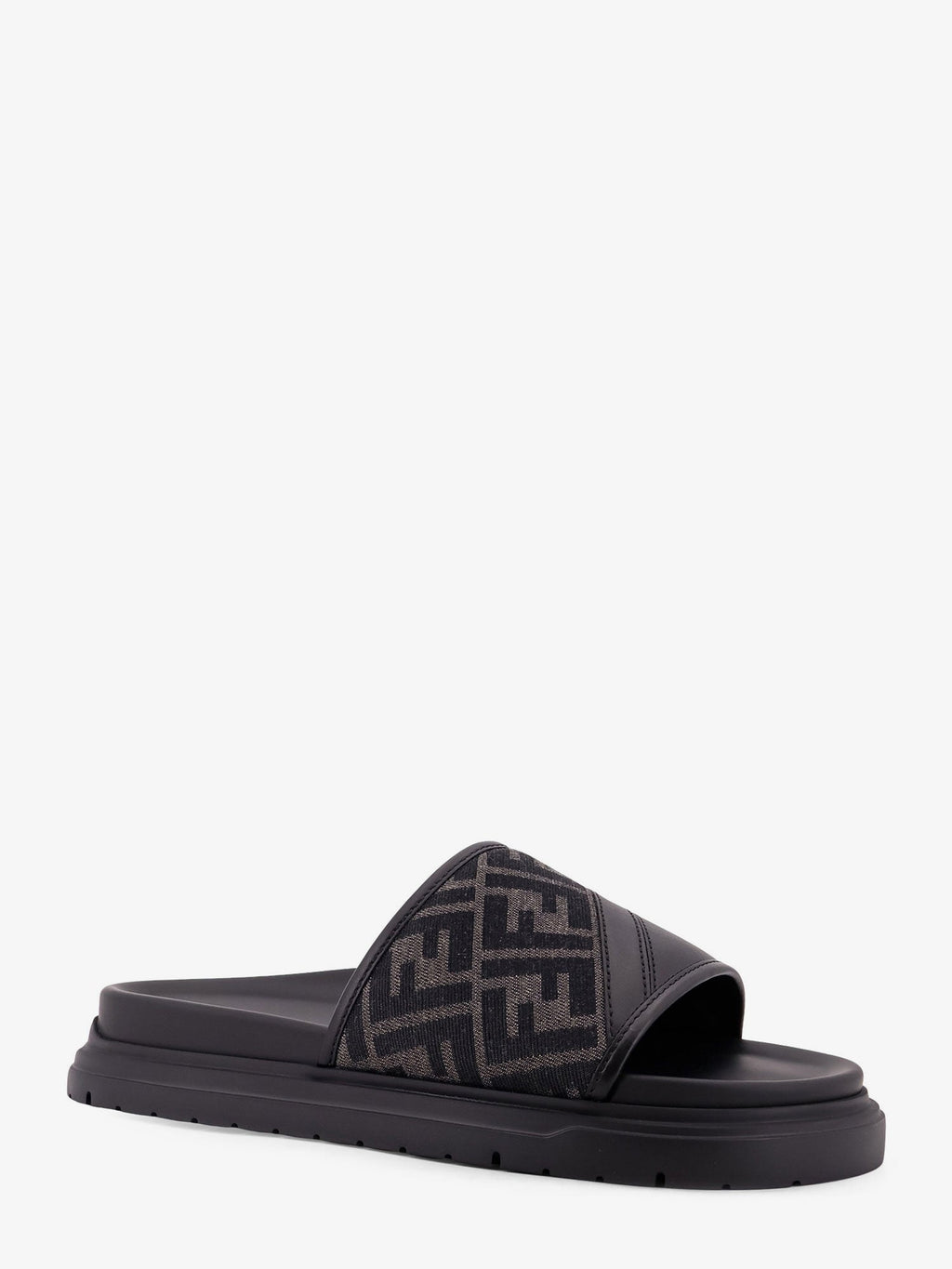 Fendi Low Leather Sandals With Ff Jacquard Insert