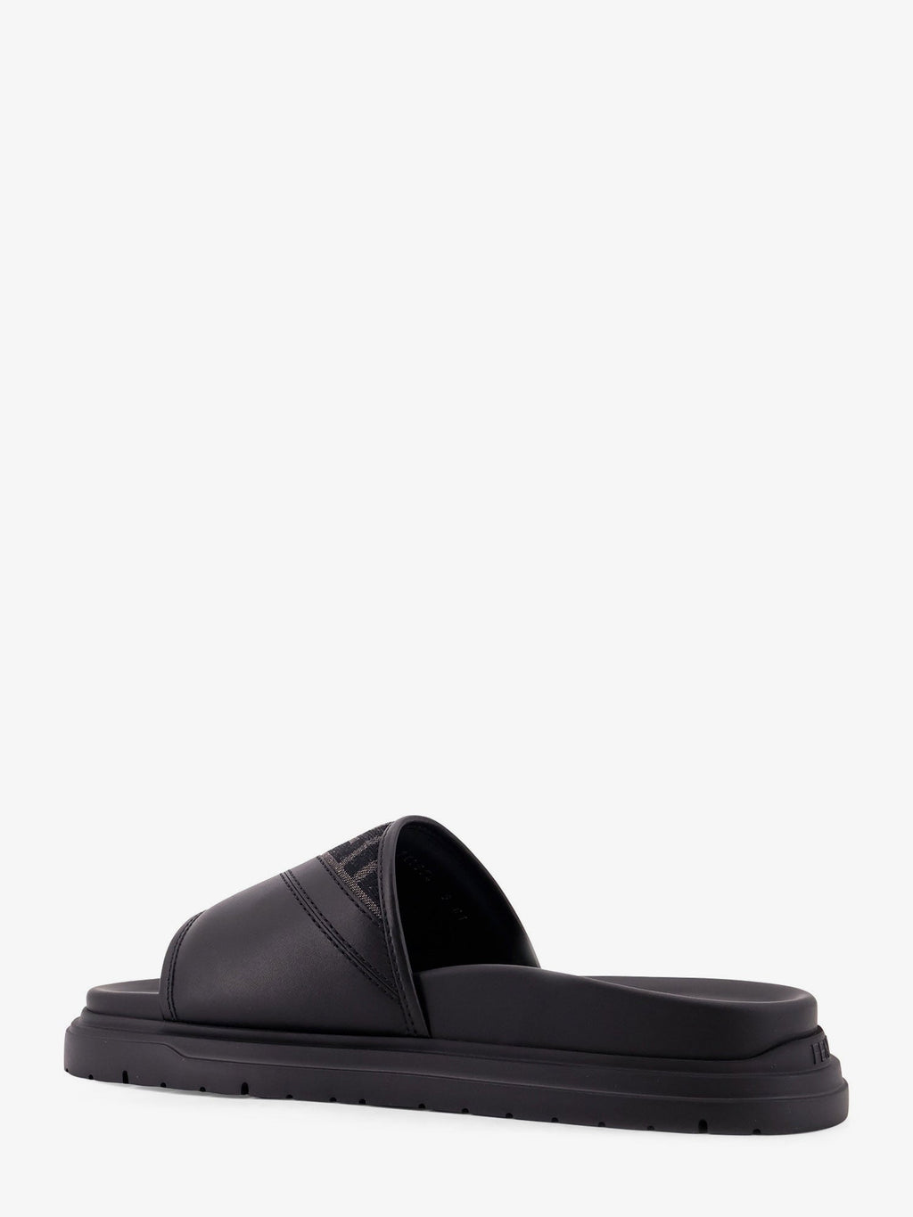 Fendi Low Leather Sandals With Ff Jacquard Insert
