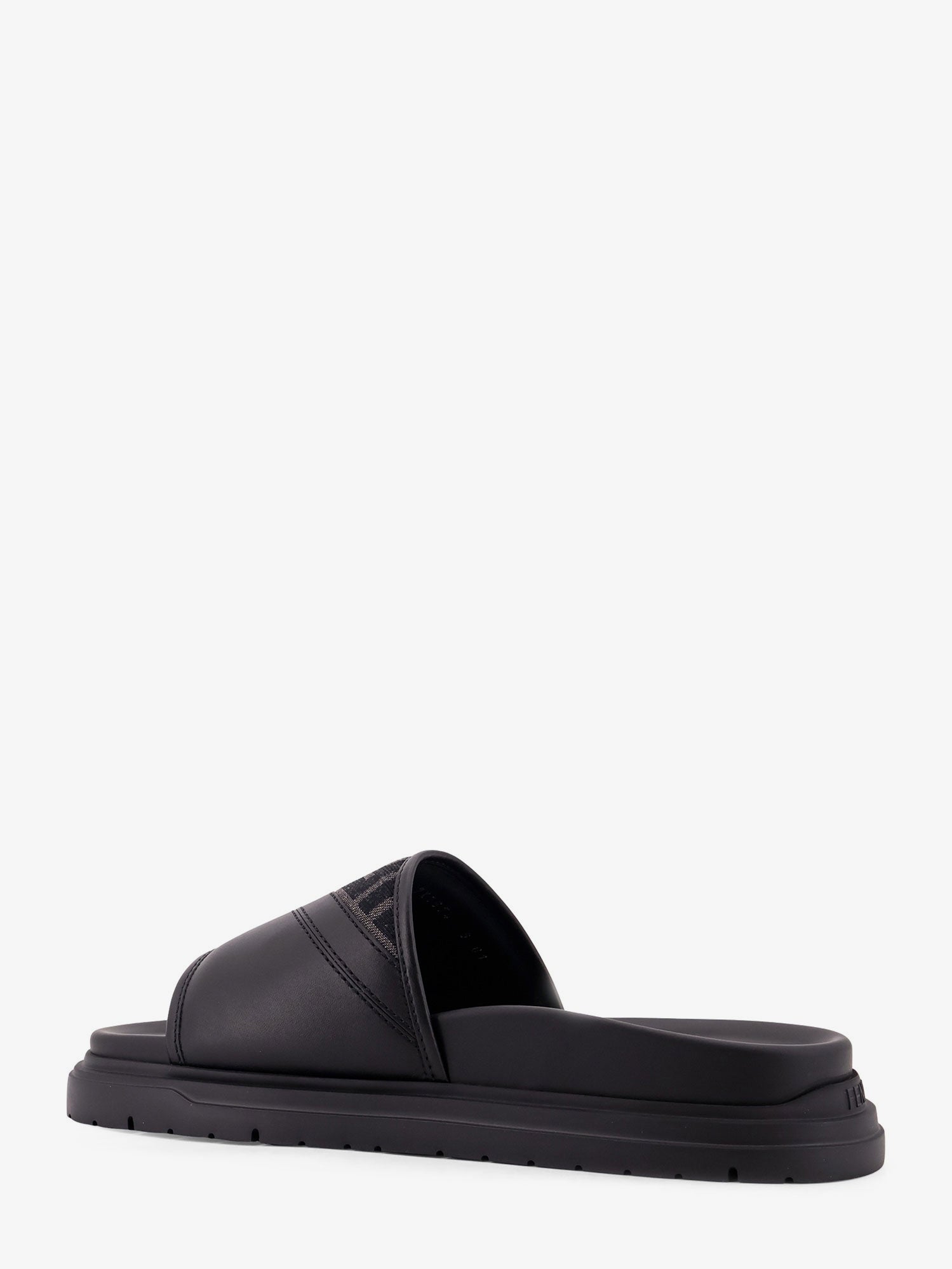 Fendi Low Leather Sandals With Ff Jacquard Insert