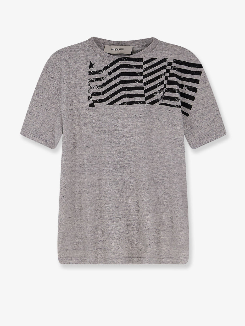 Golden Goose Deluxe Brand Cotton T-Shirt With Flag Print On The Front