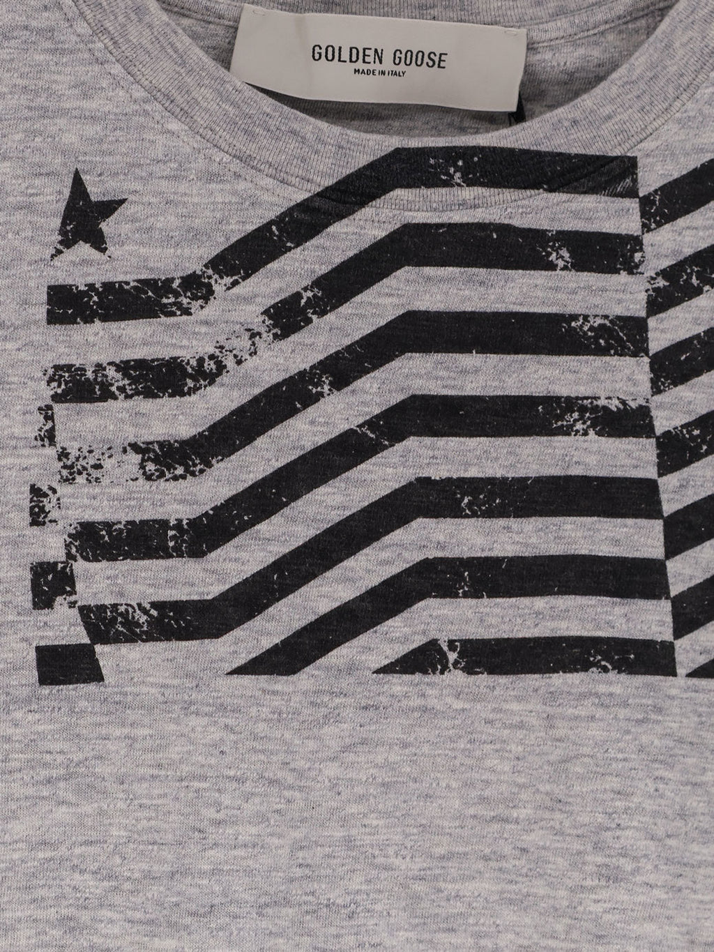 Golden Goose Deluxe Brand Cotton T-Shirt With Flag Print On The Front