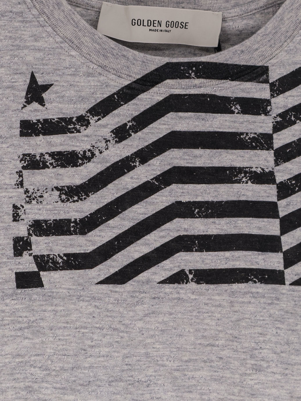 Golden Goose Deluxe Brand Cotton T-Shirt With Flag Print On The Front