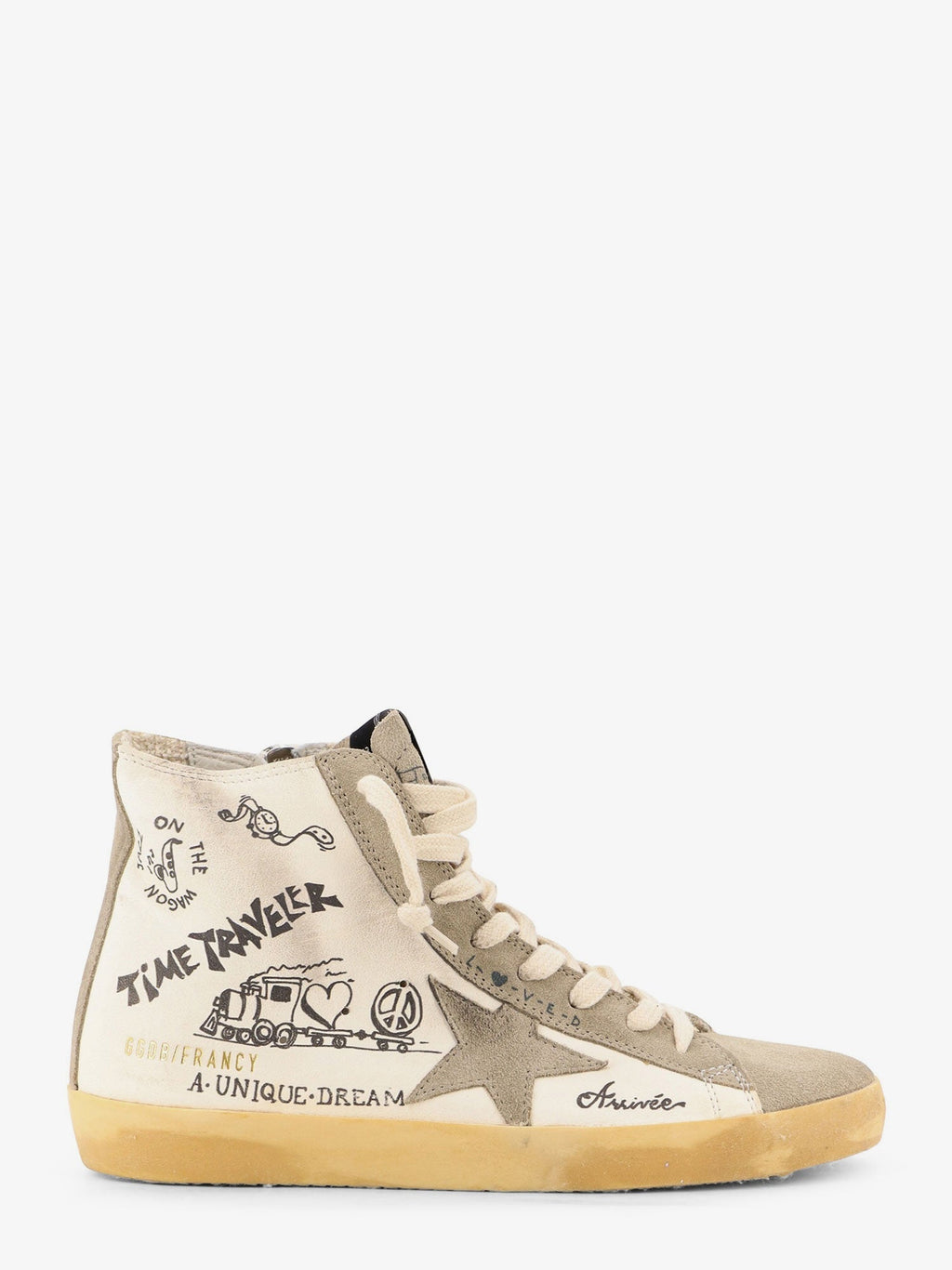 Golden Goose Deluxe Brand Leather Sneakers With All-Over Francy Journey Print
