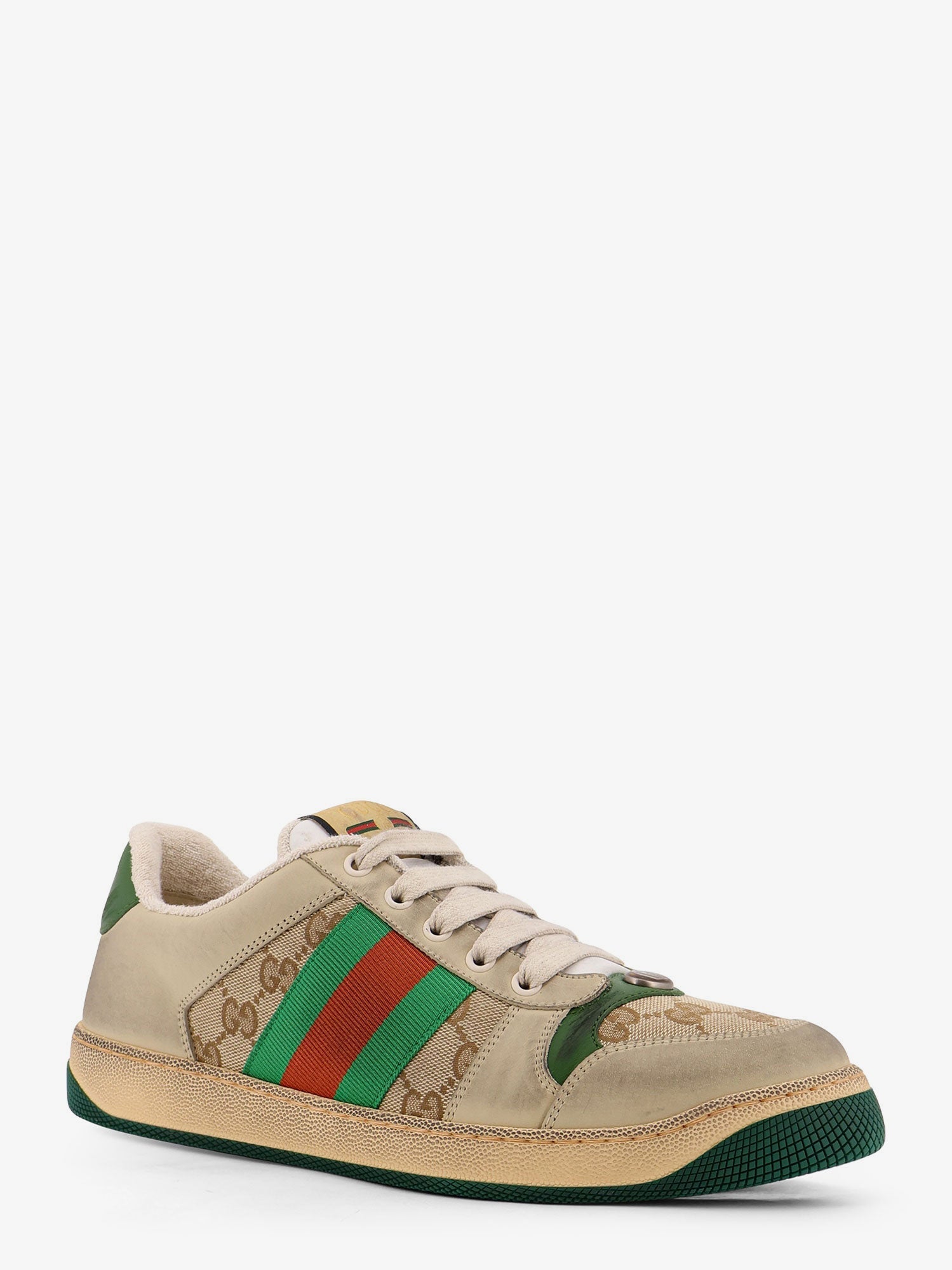 Gucci Screener Gg Vintage Leather Low-Top Sneakers