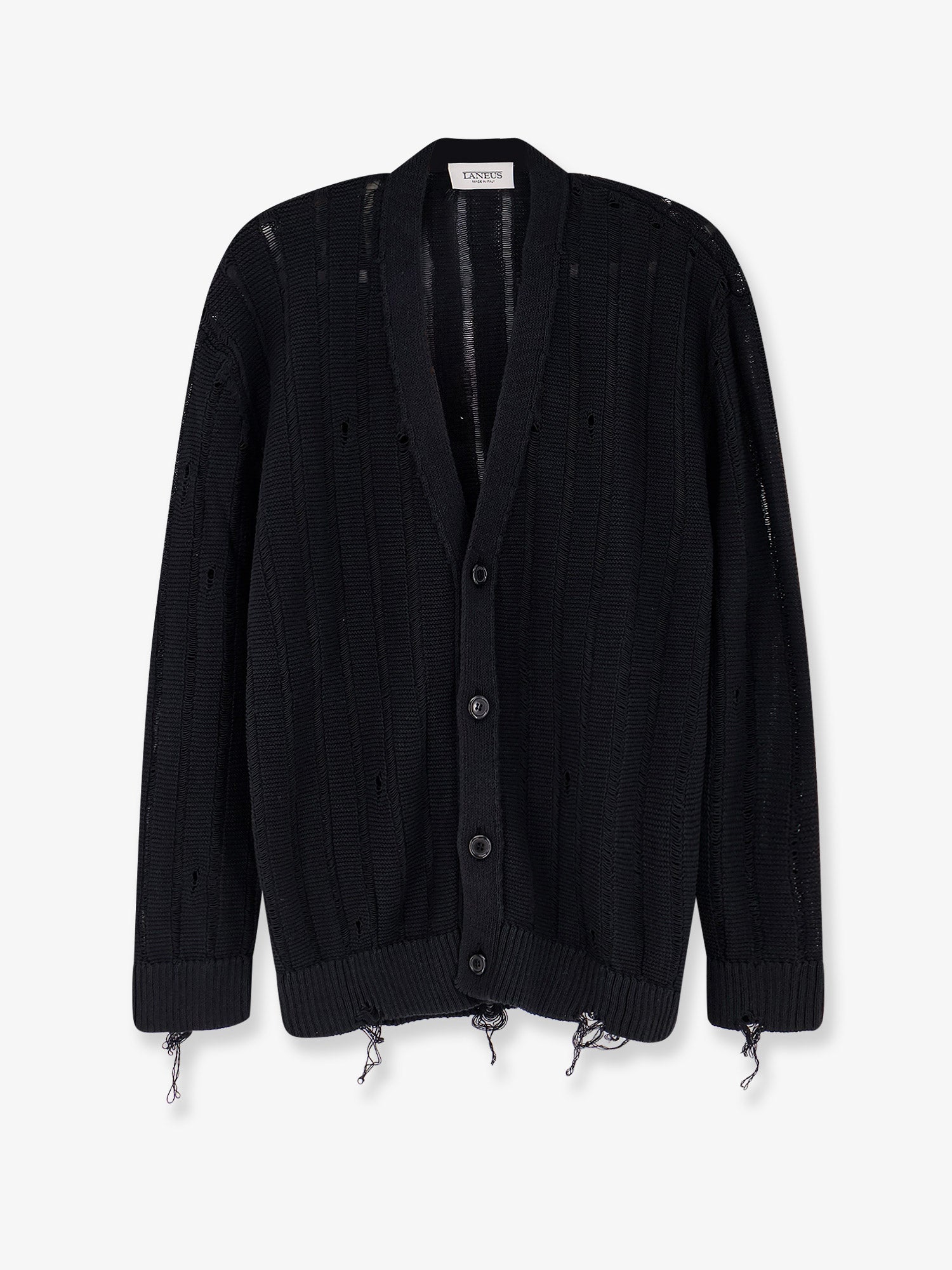 Laneus Cotton Cardigan With Destroyed Effect