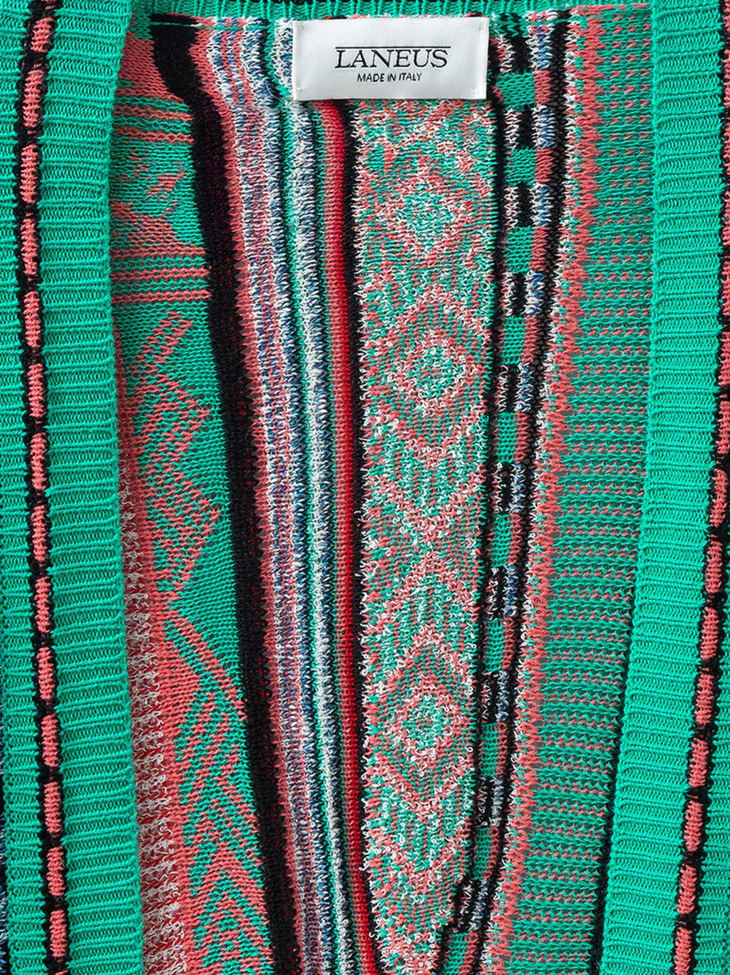 Laneus Multicolor Jacquard Cotton Cardigan