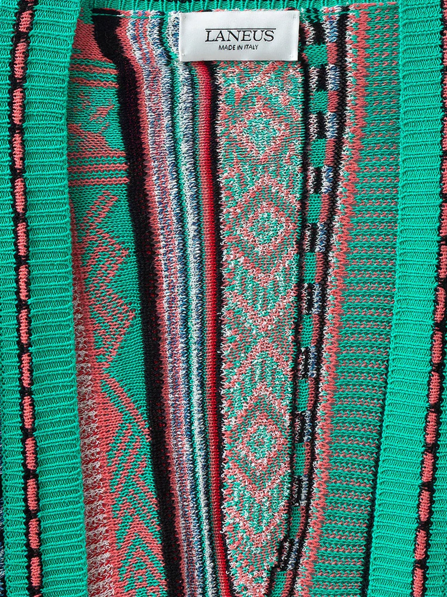 Laneus Multicolor Jacquard Cotton Cardigan