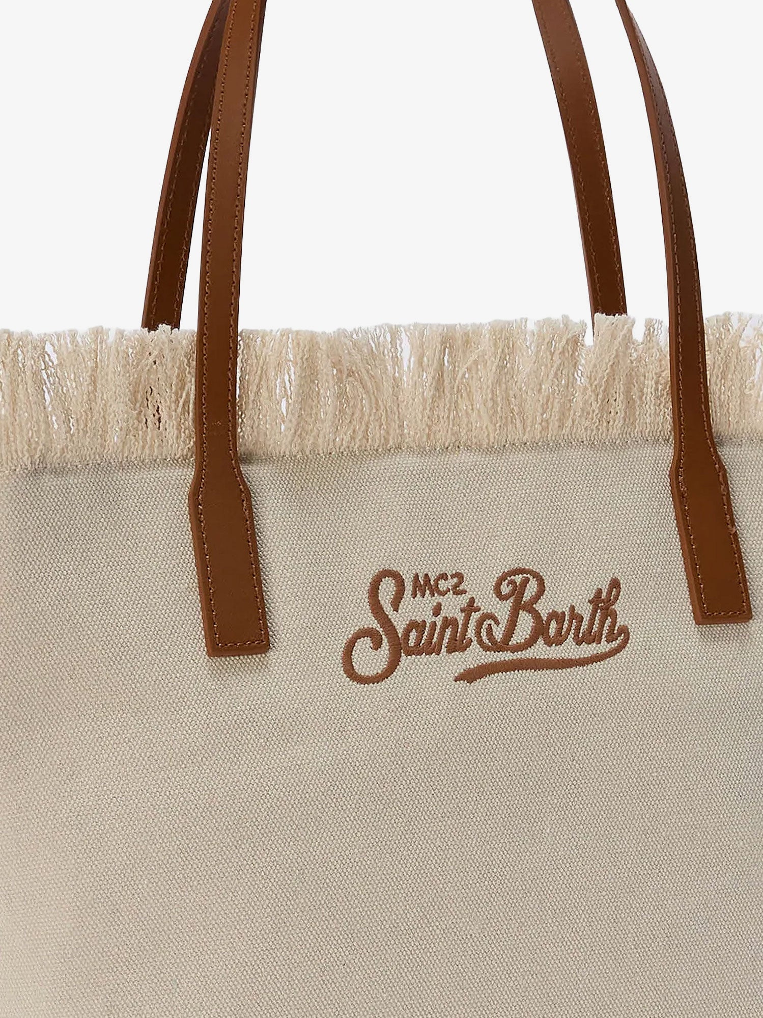 Mc2 Saint Barth City Bag Mid Fringe Canvas Shoulder Bag