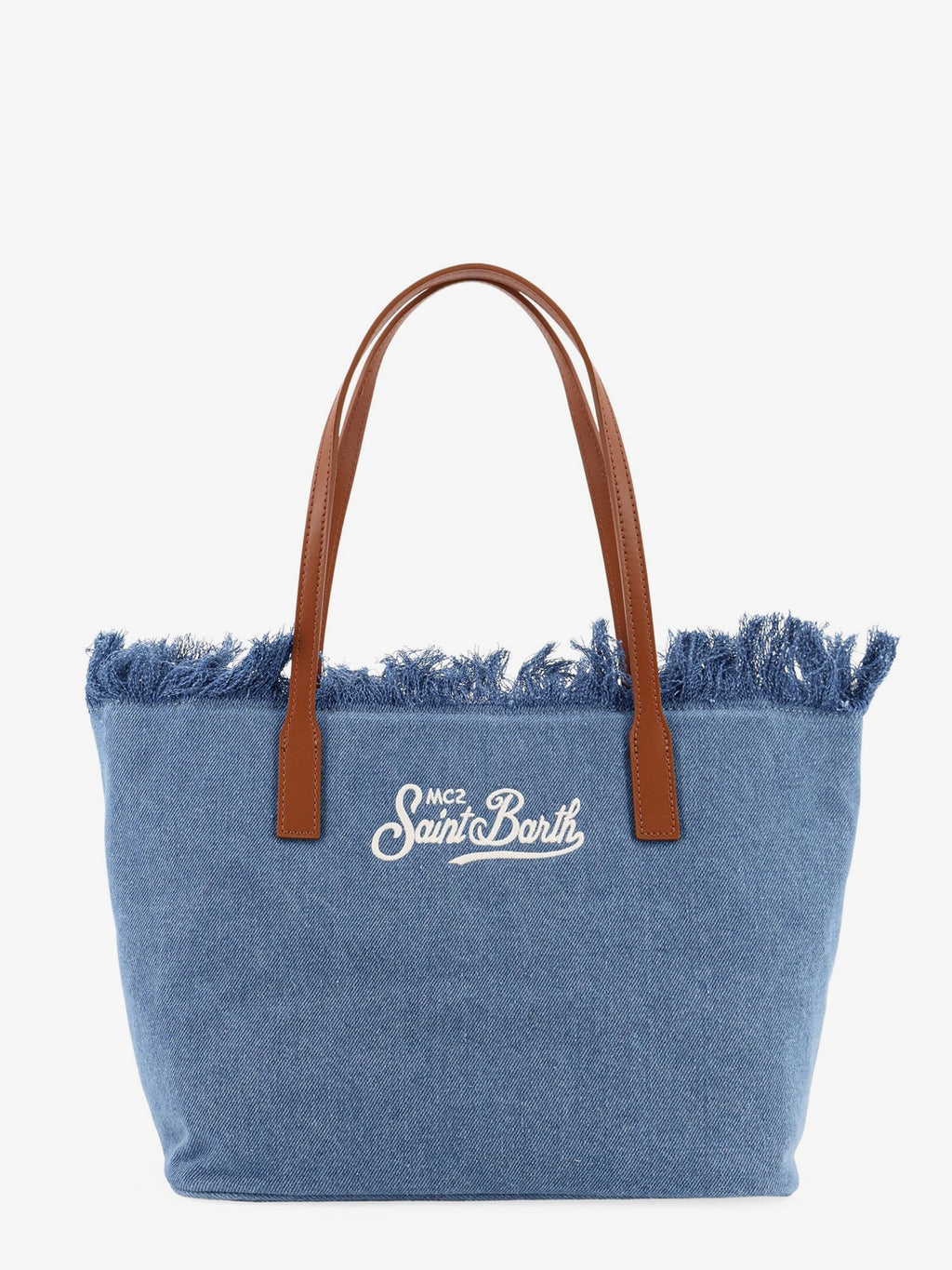 Mc2 Saint Barth City Bag Denim Shoulder Bag With Front Embroidered Logo