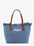 Mc2 Saint Barth City Bag Denim Shoulder Bag With Front Embroidered Logo