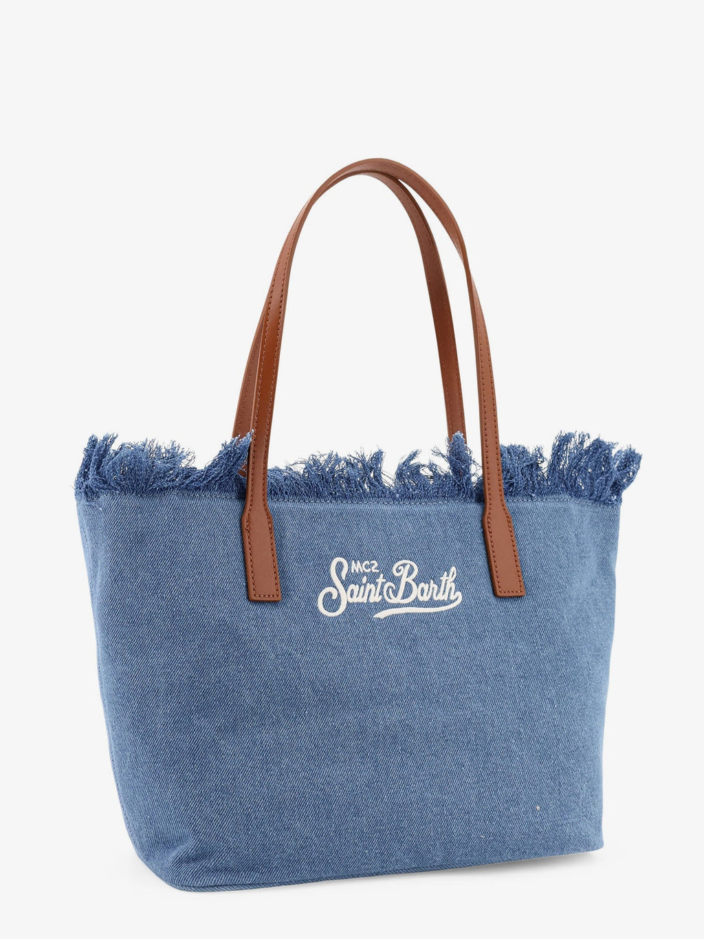 Mc2 Saint Barth City Bag Denim Shoulder Bag With Front Embroidered Logo