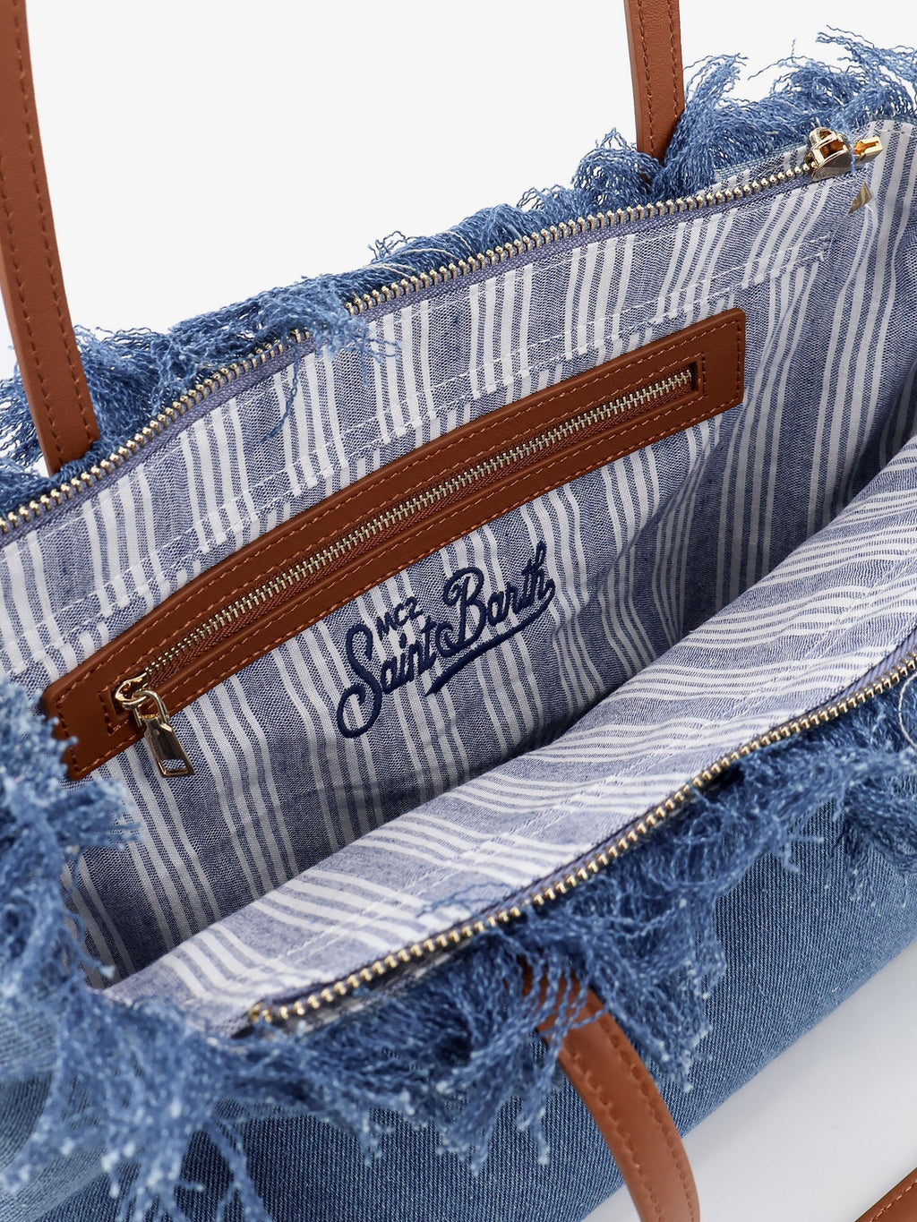 Mc2 Saint Barth City Bag Denim Shoulder Bag With Front Embroidered Logo