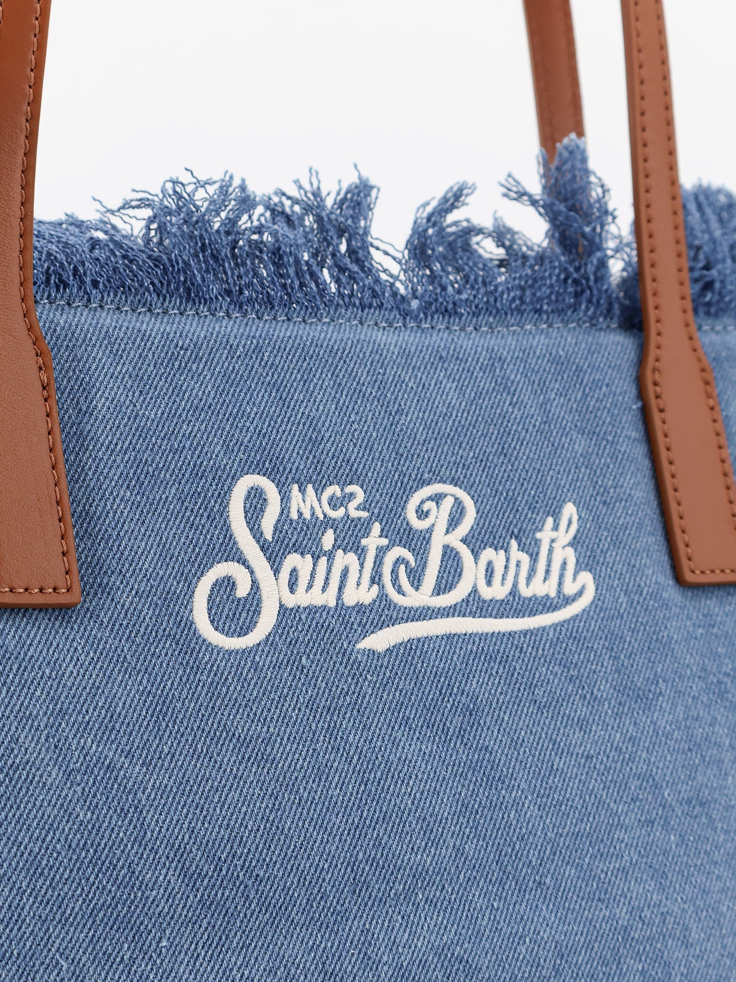 Mc2 Saint Barth City Bag Denim Shoulder Bag With Front Embroidered Logo