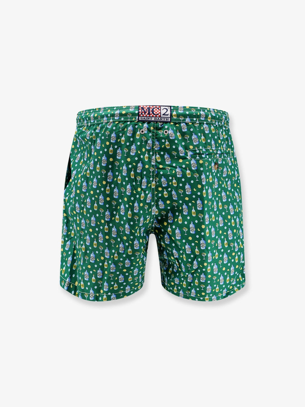 Mc2 Saint Barth Nylon Swim Trunks With All-Over Tonic Water Print