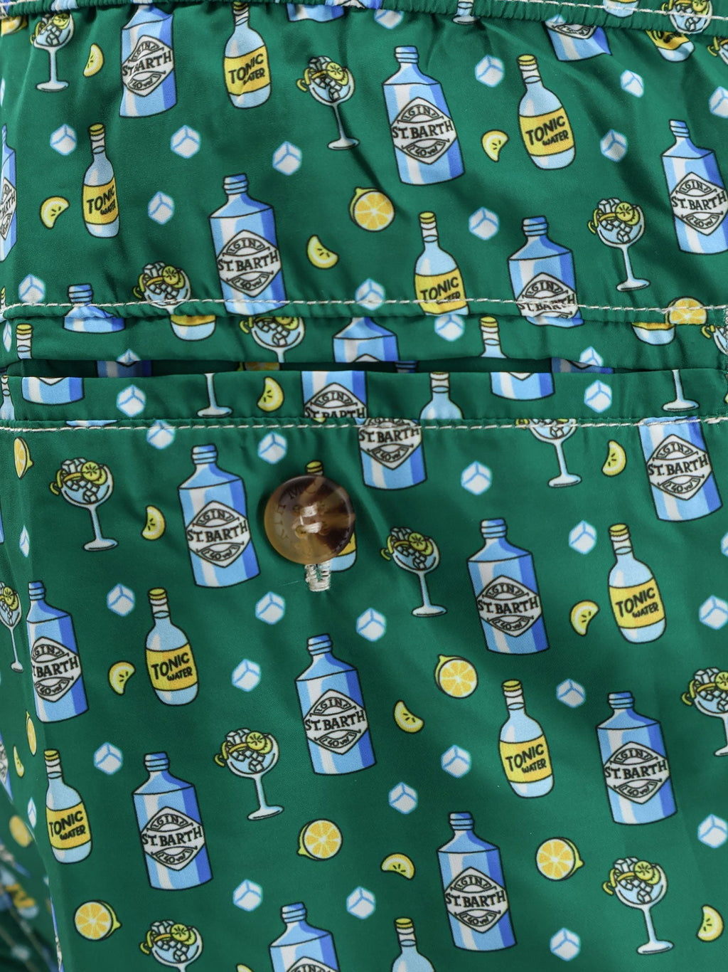 Mc2 Saint Barth Nylon Swim Trunks With All-Over Tonic Water Print