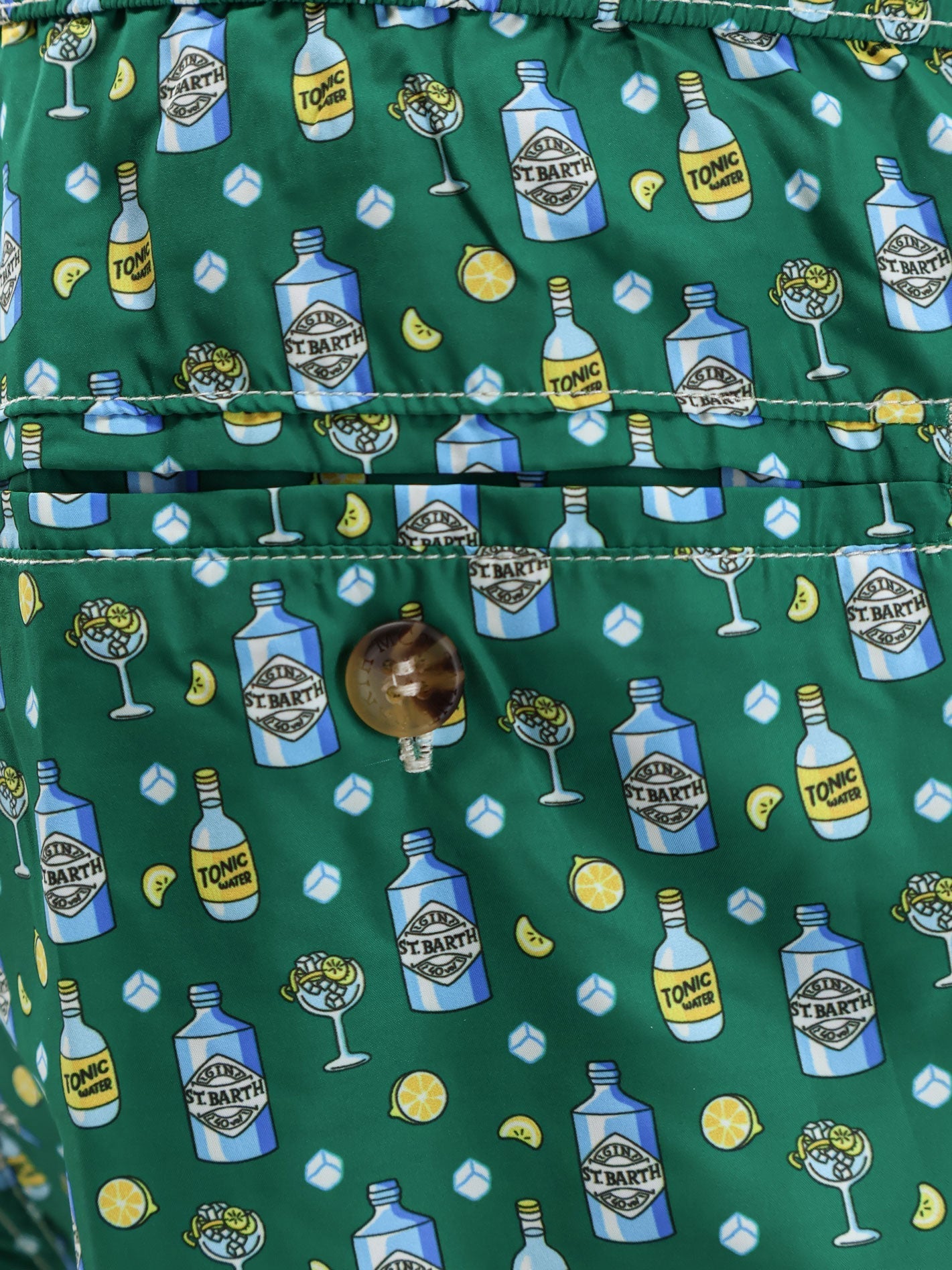 Mc2 Saint Barth Nylon Swim Trunks With All-Over Tonic Water Print