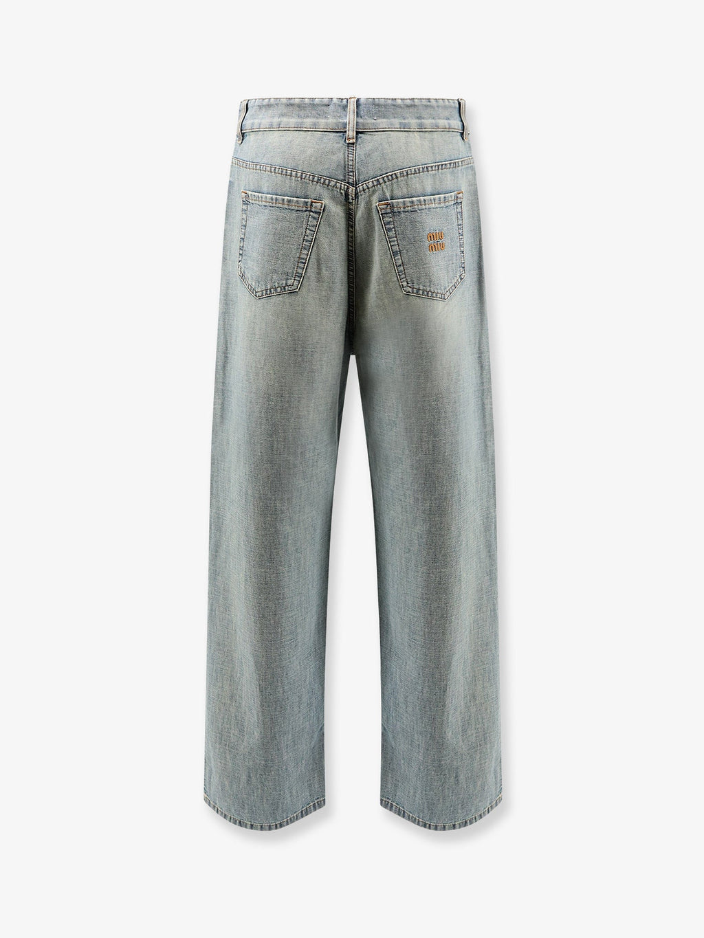 Miu Miu Cotton Jeans With Logo Lettering Embroidery