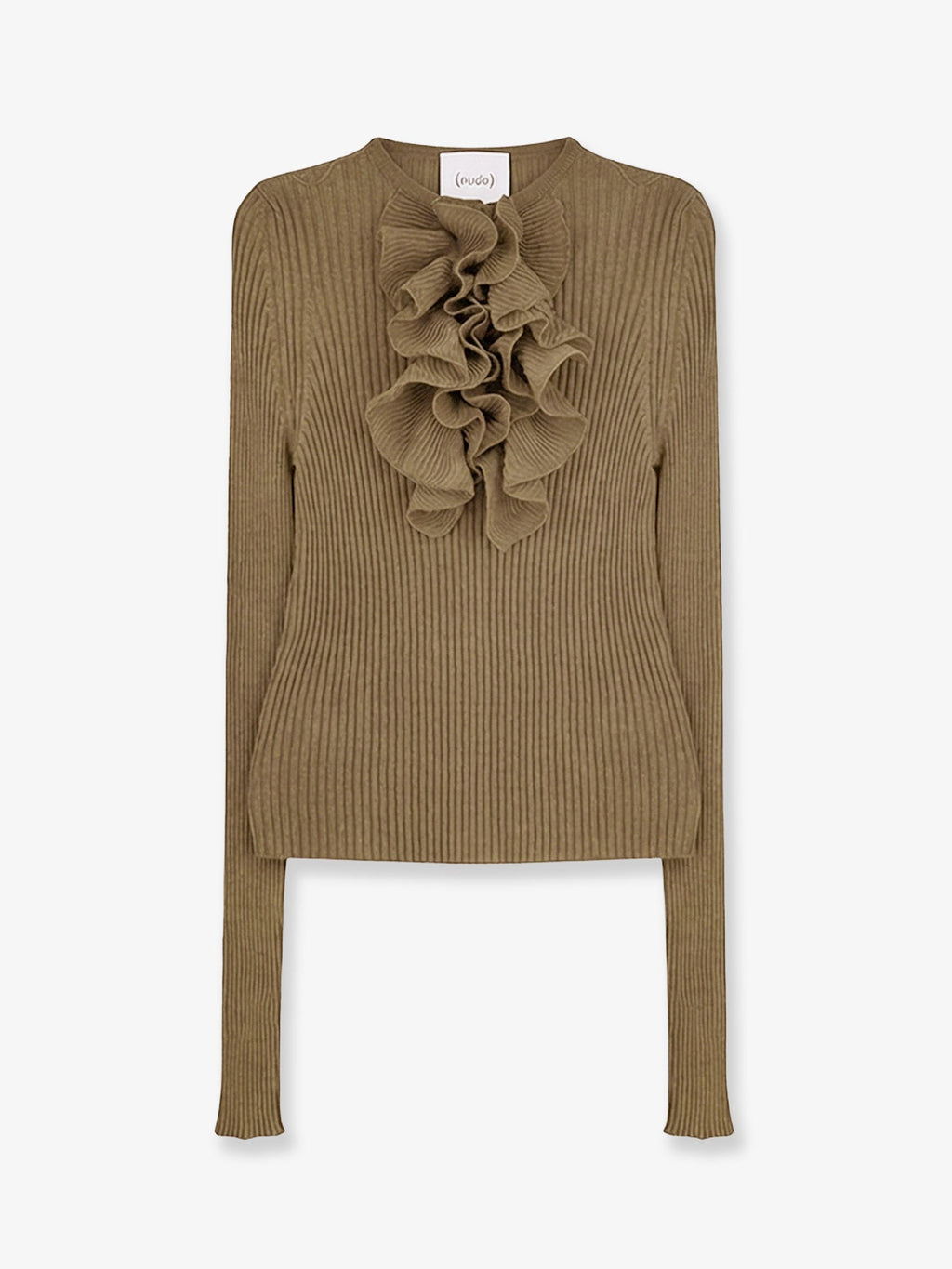 Nude Ribbed Cotton Blend Sweater