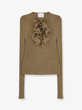 Nude Ribbed Cotton Blend Sweater