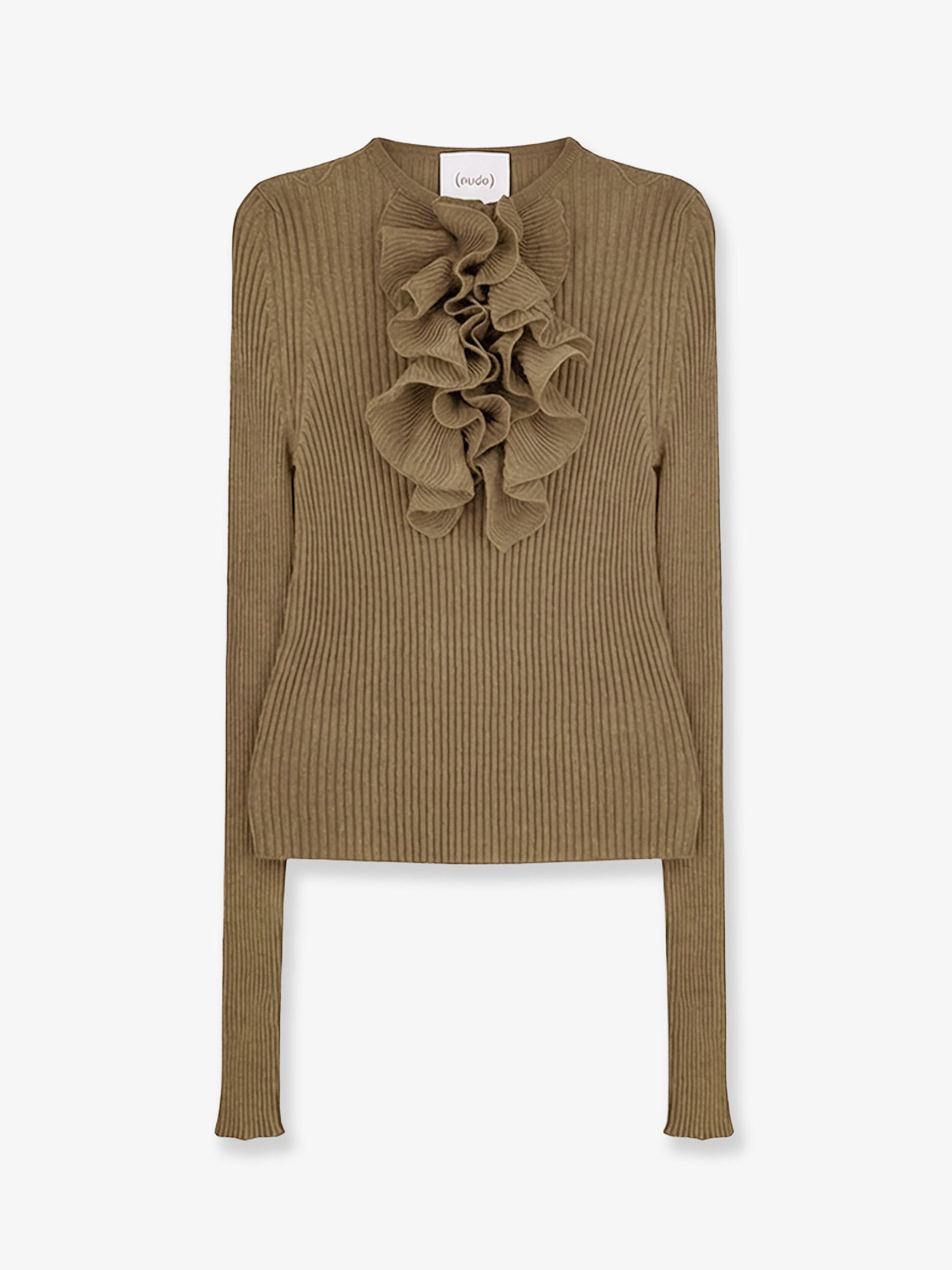 Nude Ribbed Cotton Blend Sweater