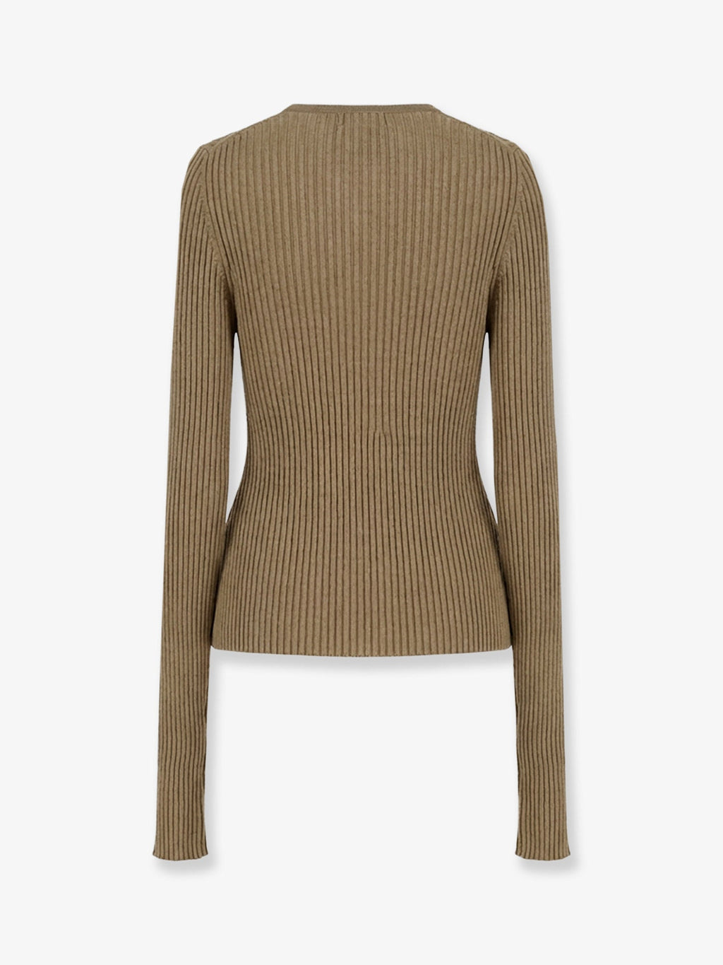 Nude Ribbed Cotton Blend Sweater