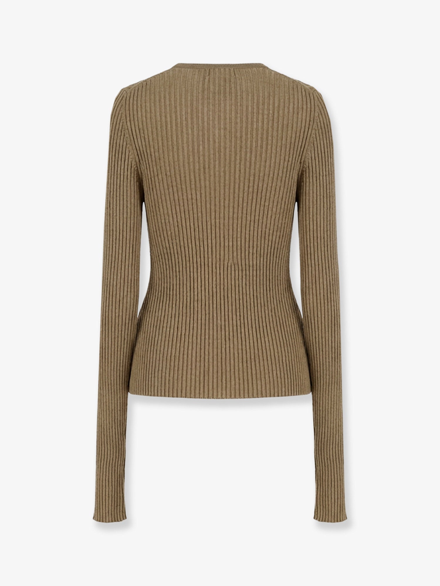 Nude Ribbed Cotton Blend Sweater