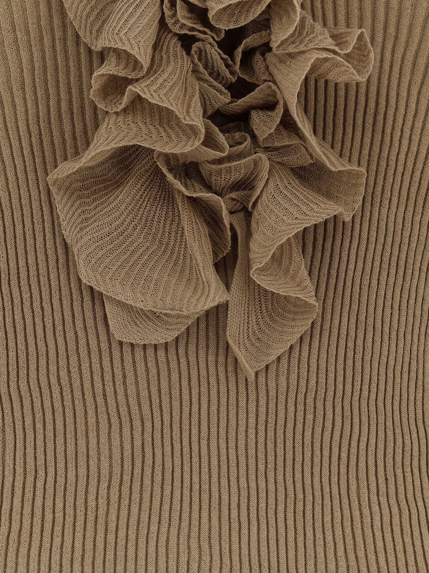 Nude Ribbed Cotton Blend Sweater