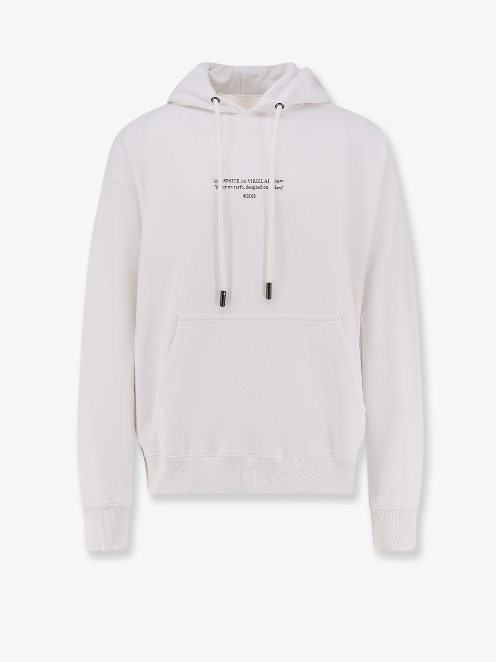 Off White Cotton Sweatshirt With Frontal Logo Print