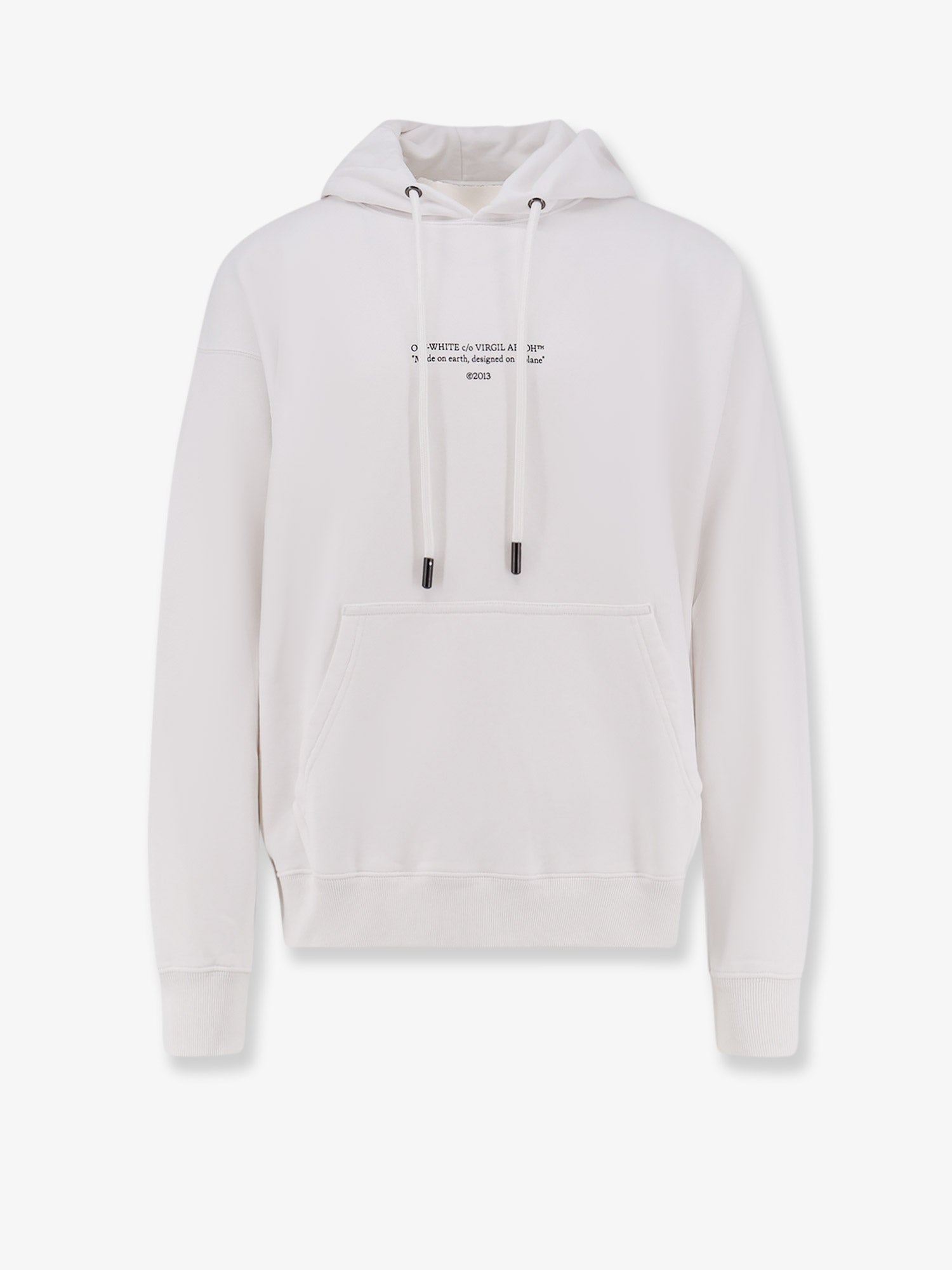 Off White Cotton Sweatshirt With Frontal Logo Print