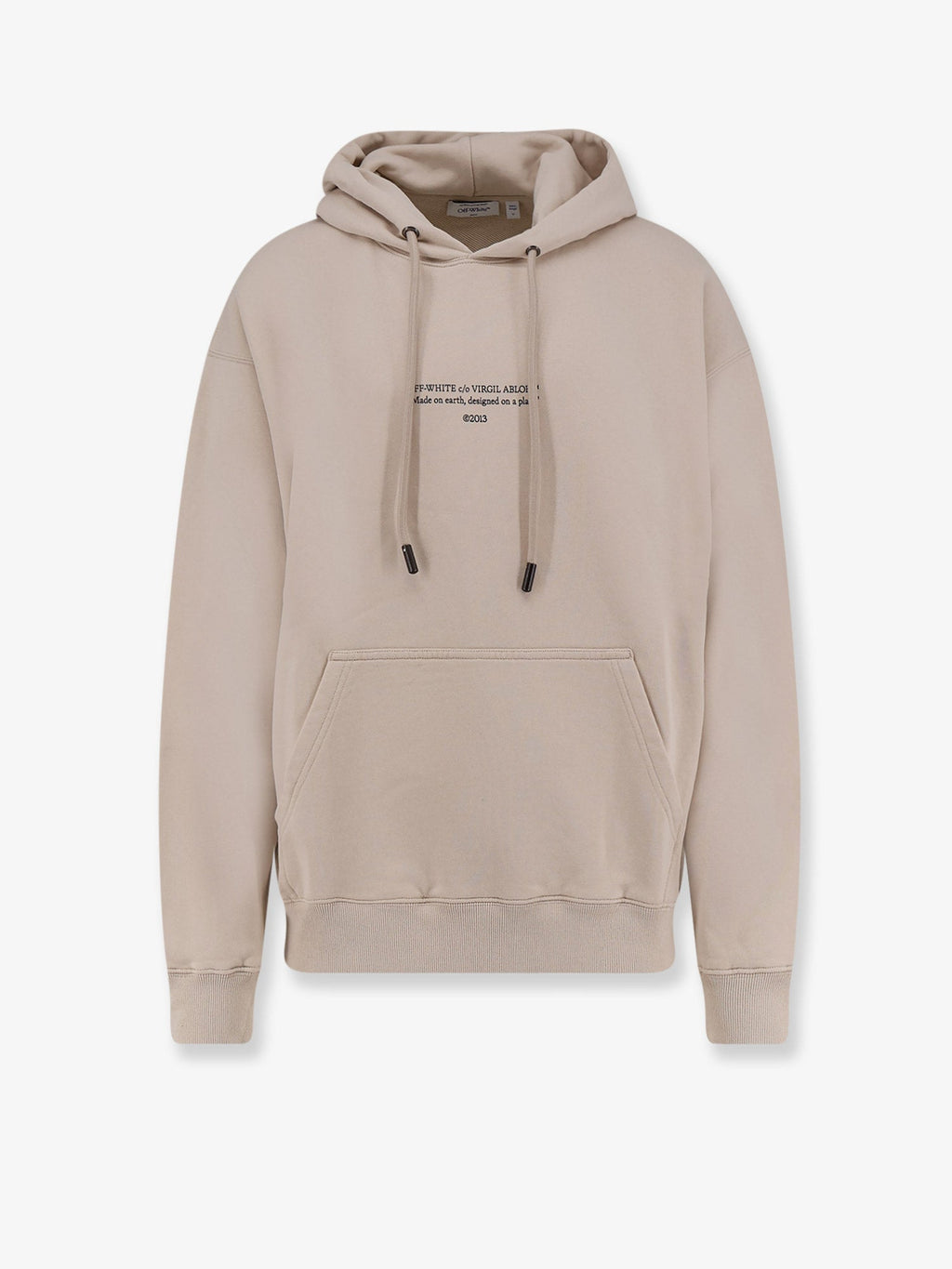 Off White Cotton Sweatshirt With Frontal Logo Print