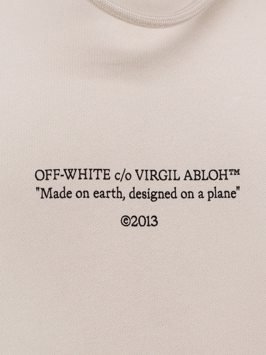 Off White Cotton Sweatshirt With Frontal Logo Print