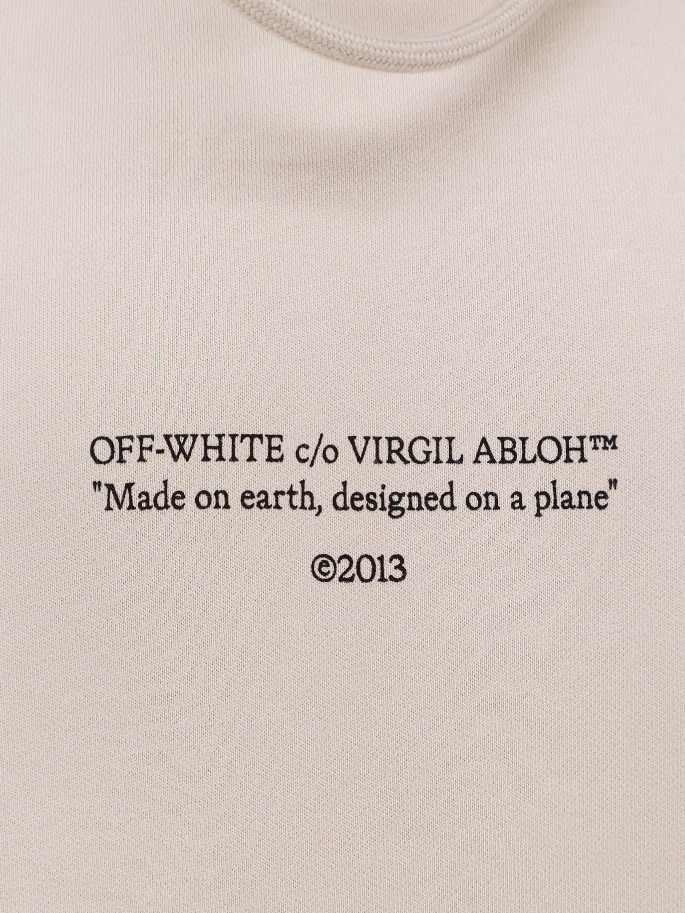 Off White Cotton Sweatshirt With Frontal Logo Print