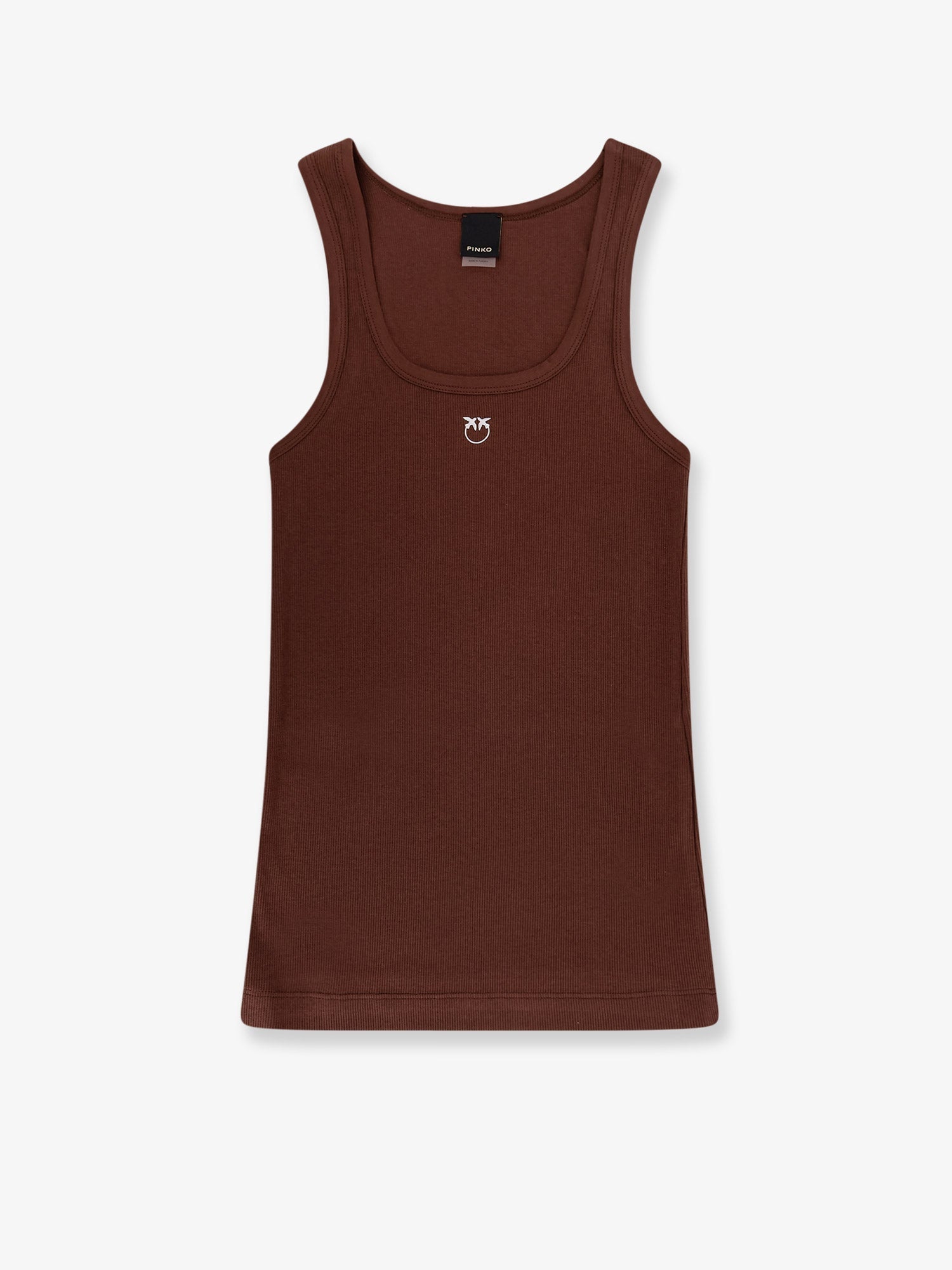Pinko Calcolatore Cotton Tank Top With Frontal Love Birds Logo