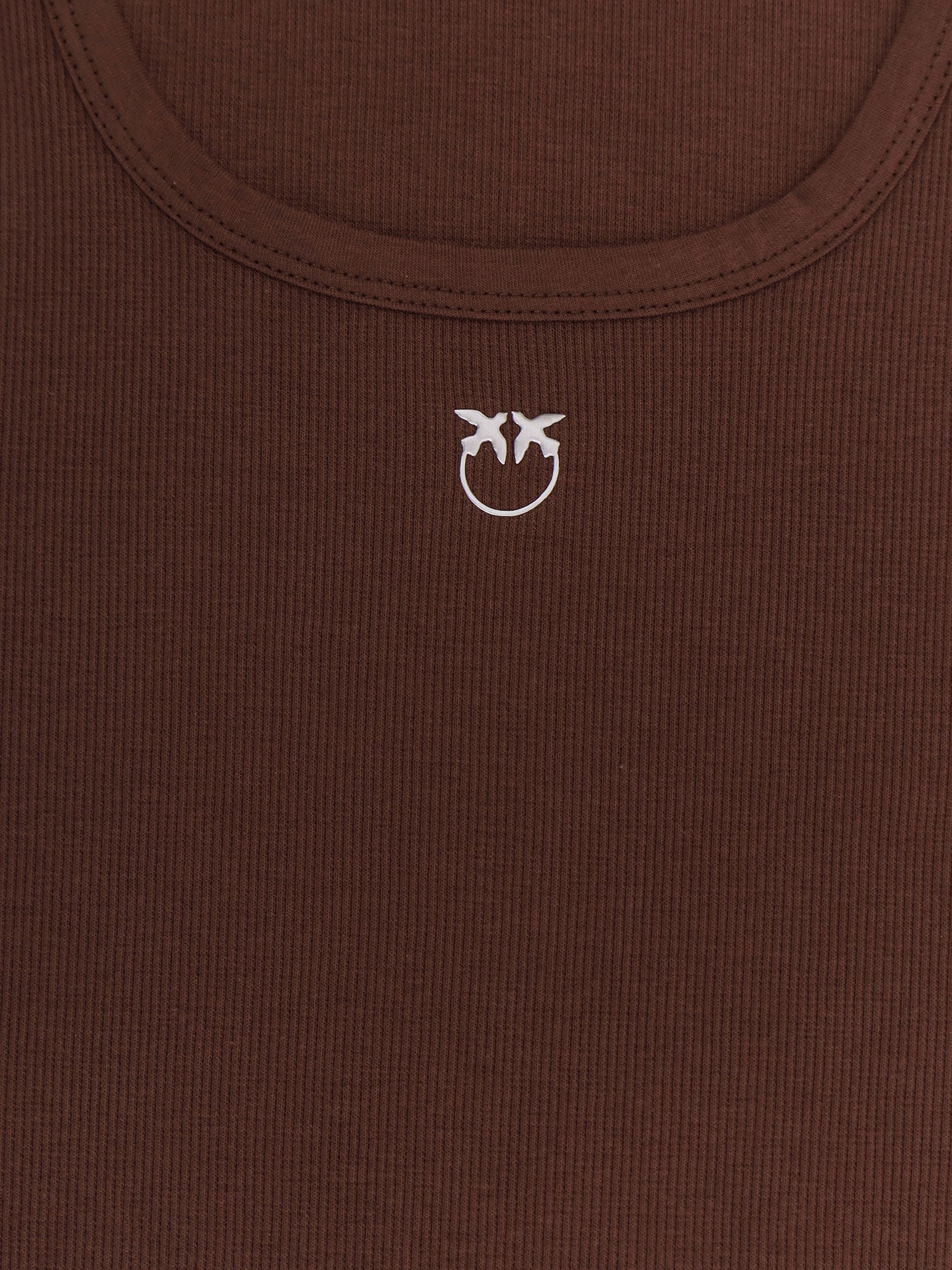 Pinko Calcolatore Cotton Tank Top With Frontal Love Birds Logo