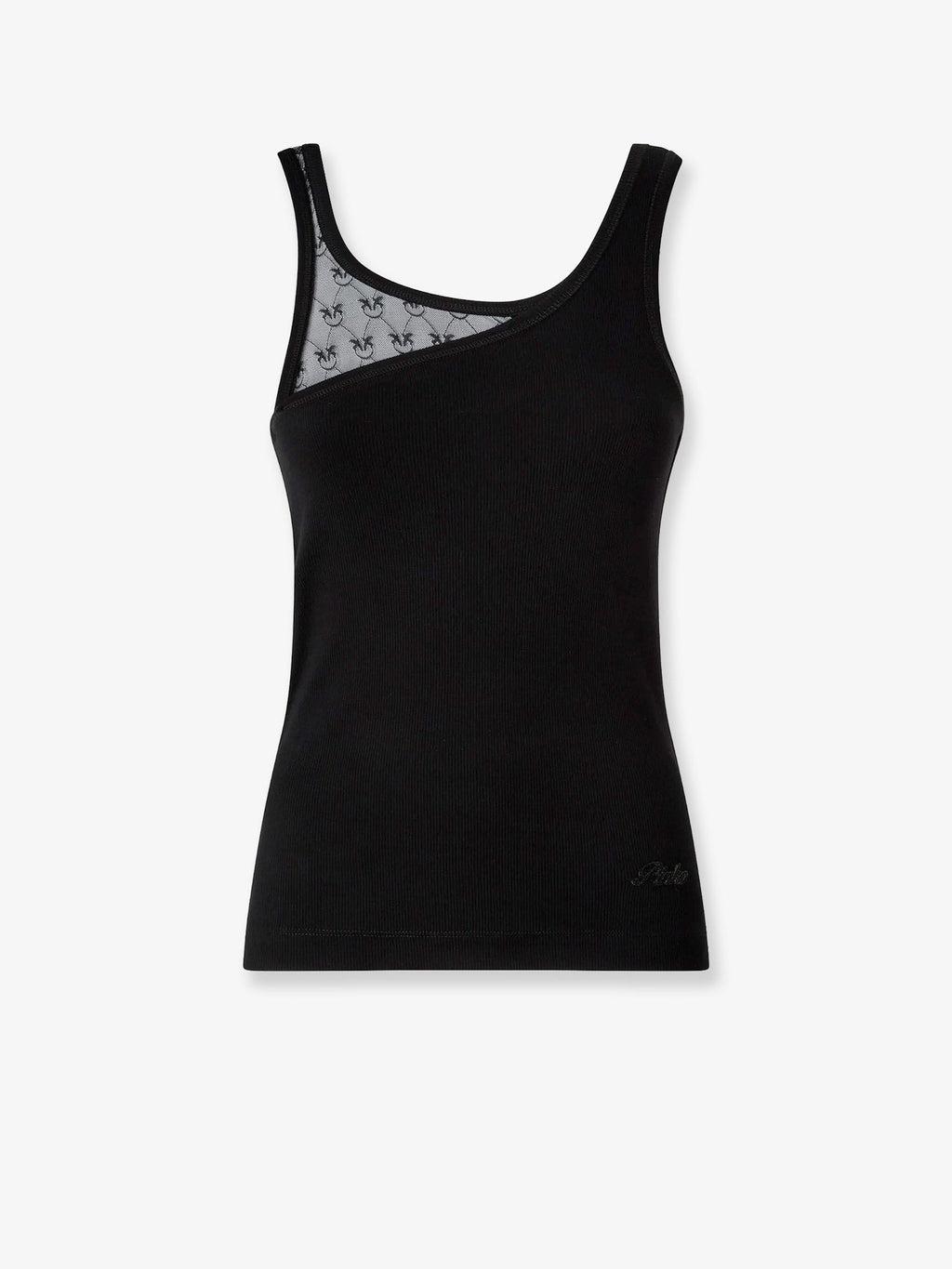 Pinko Cotton Blend Tank Top With Lace Inserts