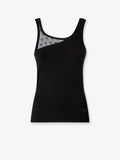 Pinko Cotton Blend Tank Top With Lace Inserts