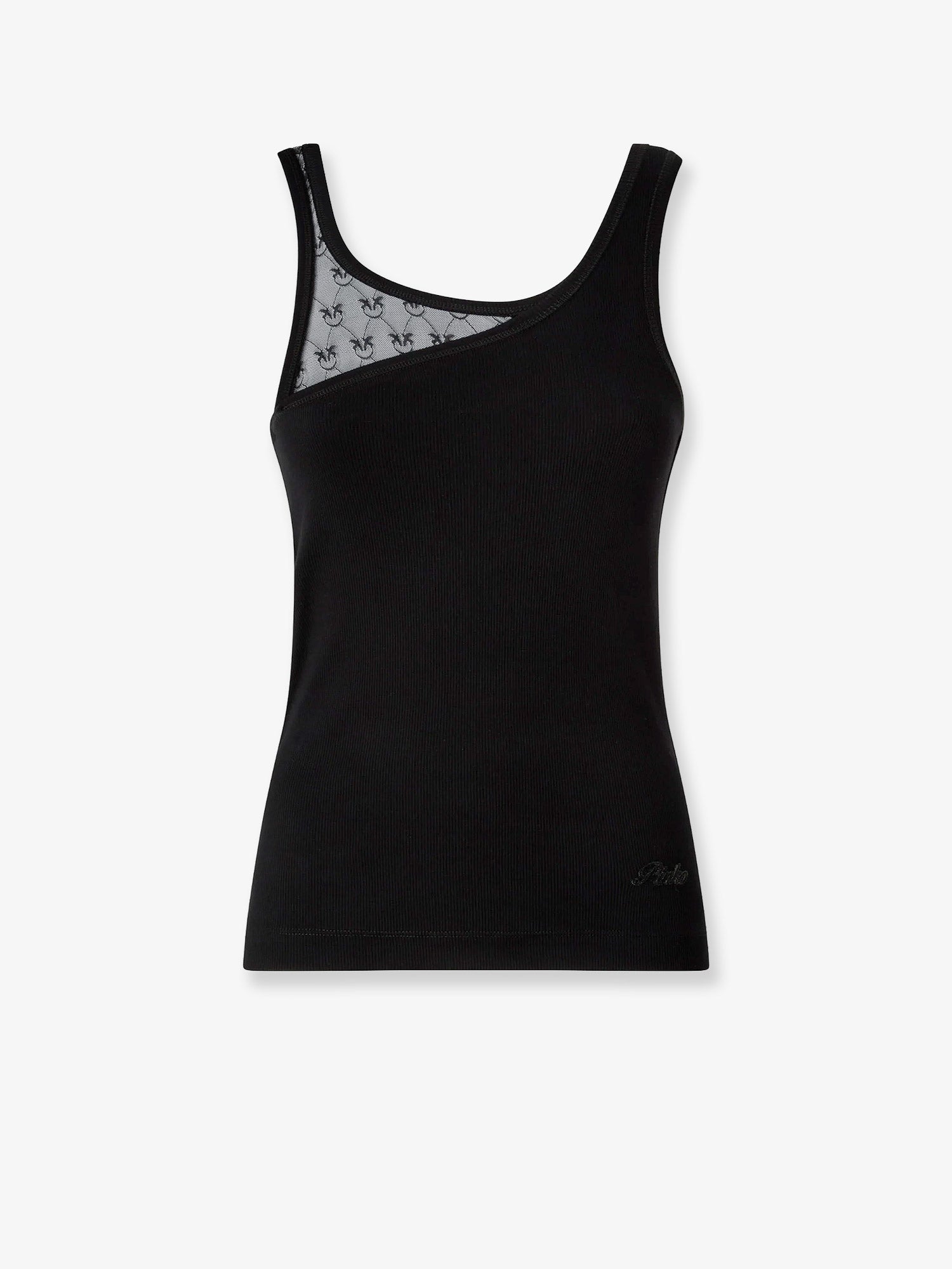 Pinko Cotton Blend Tank Top With Lace Inserts