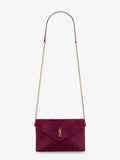 Saint Laurent Suede Crossbody With Metal Cassandre Logo