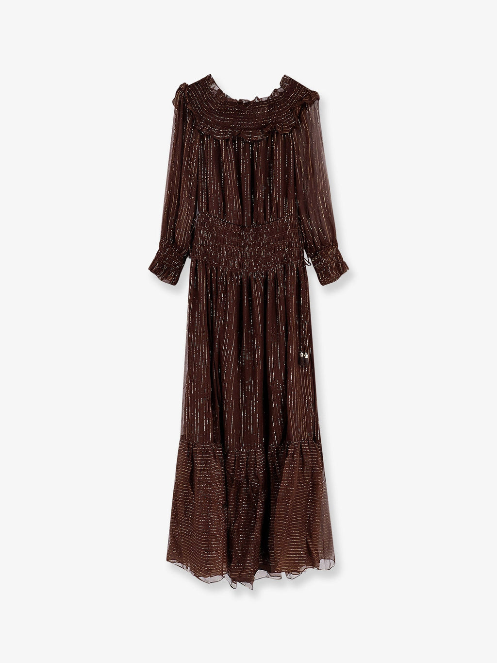 Self Portrait Georgette Long Dress With Lurex Detail