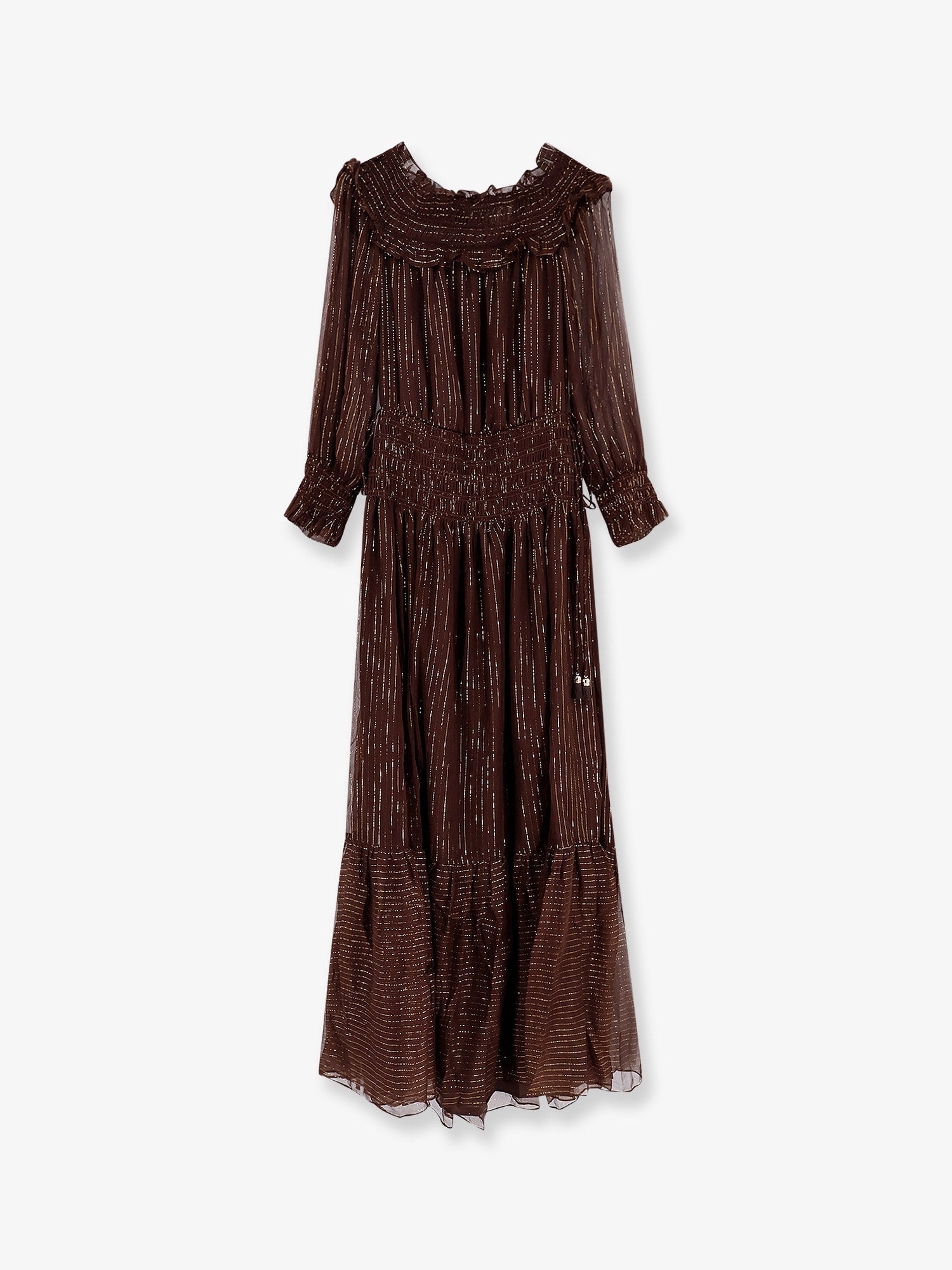 Self Portrait Georgette Long Dress With Lurex Detail